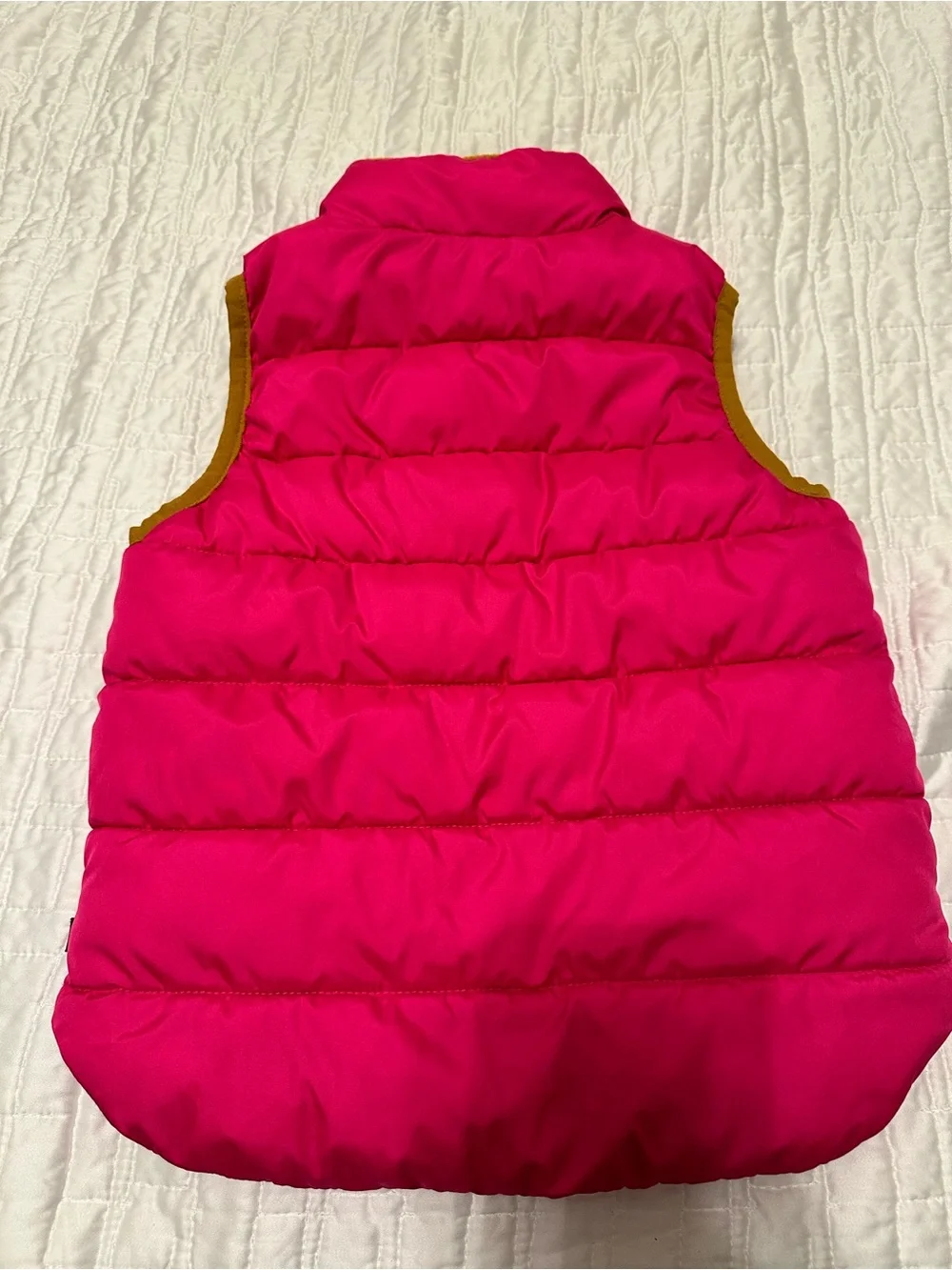 GAP girls  Hot Pink Puffer Vest with Mustard Trim Sz 4
